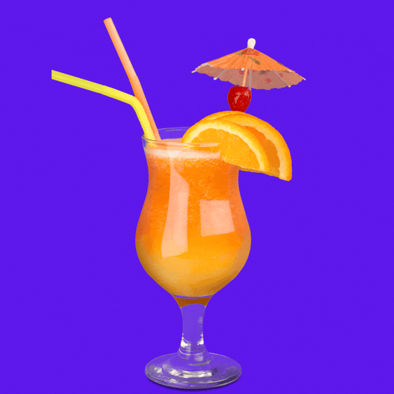 A paper strip dropped into a tropical drink.