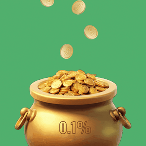 Gold coins falling into a gold pot.