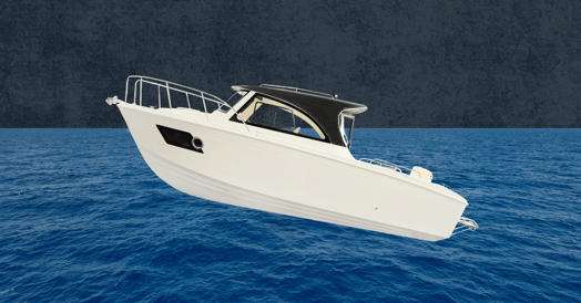 A small speedboat sitting on the water