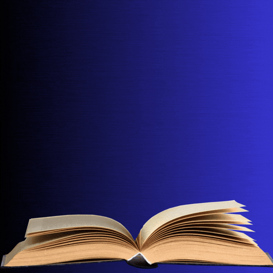 A light shines on an open book as a page turns.
