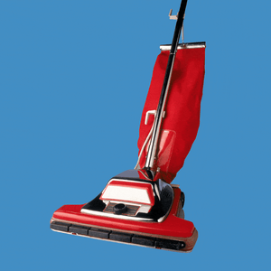 A vacuum with two googly eyeballs on it.