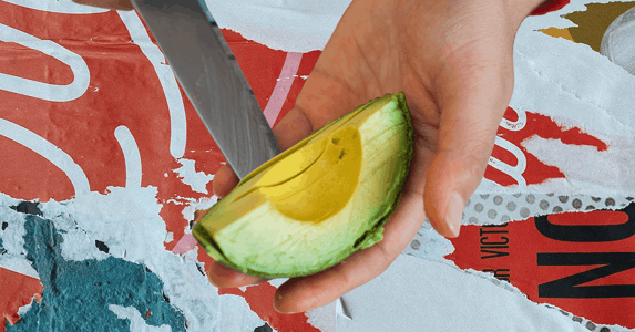 Cutting an avocado 