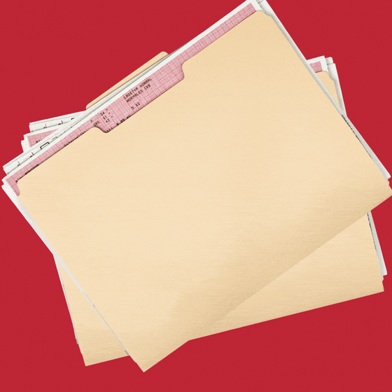 A magnifying glass over folders 