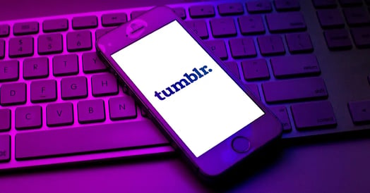 A phone displays Tumblr’s logo.