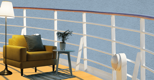 Furniture on a cruise ship deck 