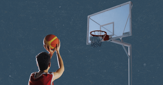 Shooting on a basketball hoop 