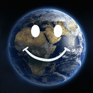 The Earth smiling and frowning