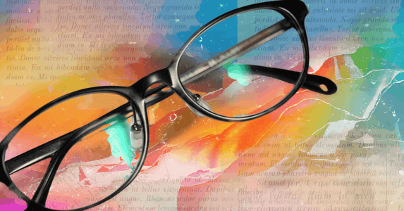 A pair of black-rimmed glasses.
