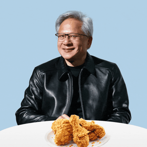 Jensen Huang and a plate of fried chicken 