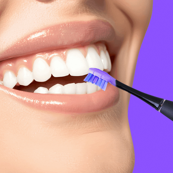 Toothbrush on teeth 