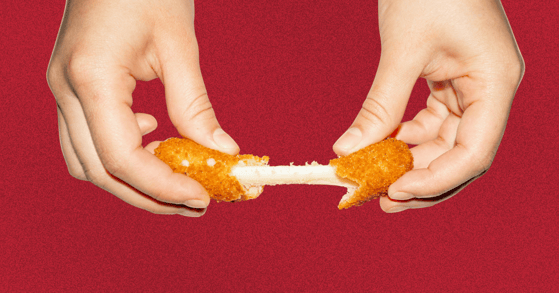 Mozzarella cheese stick pull 