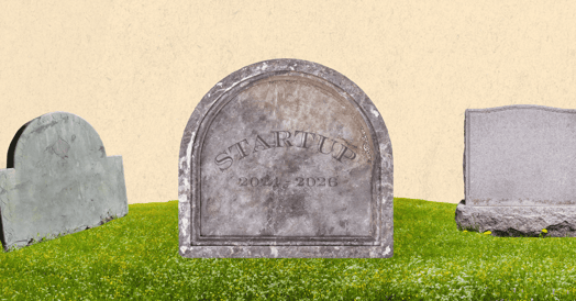 Headstone with startup on it