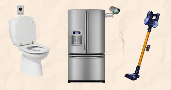 Toilet, fridge, and vacuum with cameras