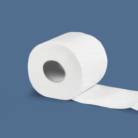 A roll of toilet paper unrolling