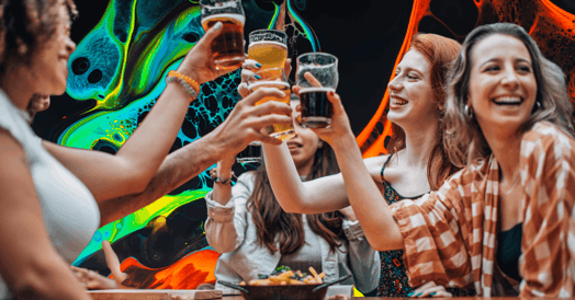 Women drinking beers 