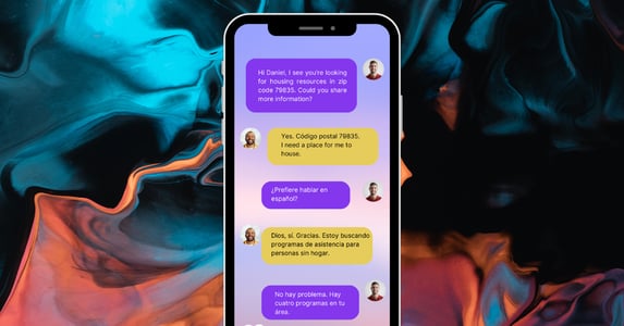 A text conversation providing housing information in English and Spanish. 