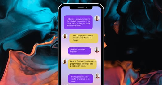 A text conversation providing housing information in English and Spanish.