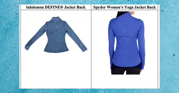 An image from Lululemon's lawsuit compares its women's jacket with Costco's. 