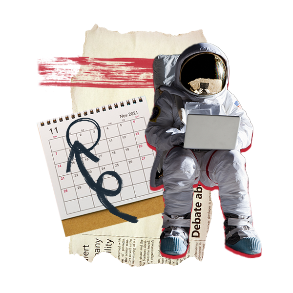 Astronaut reading on a laptop
