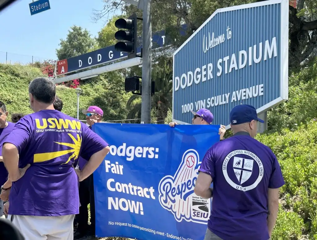 Dodgers workers protest